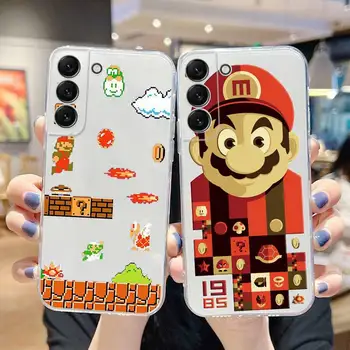  Žaidimai Super Mario Bros (1) Telefono dėklas Samsung Galaxy S21 S22 Ultra S20 S30 FE S8 S9 S10 5G Plius Lite Minkštas Permatomas Dangtelis
