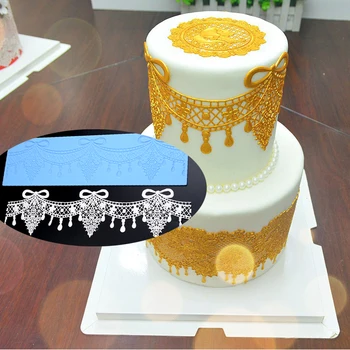  Didelis cukraus nėrinių kilimėlis Minkštas pyragas nėrinių formos dekoracija vestuvių pyragas 