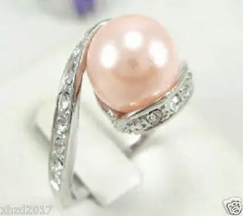  Gražios rausvos spalvos Gėlavandenių perlų moterų žiedo dydis:6 7 8 9#
